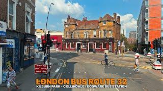 Experience London Rush Hour: Bus Route 32 from Kilburn Park to Edgware in Busy Traffic 