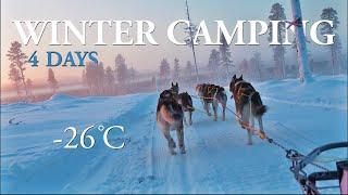 Dog sledding & Winter Camping in a Hot Tent | 4 days Siberian Husky Tour Lapland