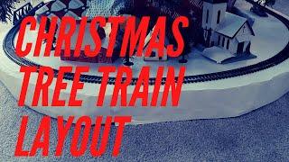 Christmas Tree Train Layout under tree platform set up