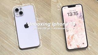 Iphone 14 unboxing in purple 256gb & accessories | asmr