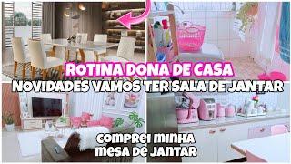 ROTINA DONA DE CASA   COMPREI MINHA MESA VAMOS TER SALA DE JANTAR CHURRASCO COMPRINHAS NA SHOPEE 🩷