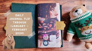 Daily journal flip through, January - February 2024) First finished daily journal of 2024!