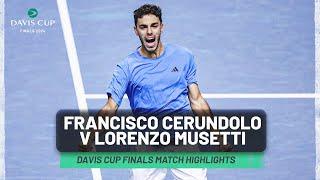 Francisco Cerundolo v Lorenzo Musetti Highlights | Argentina v Italy | Davis Cup Finals 2024