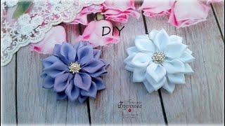  Нарядные цветы-банты из лент  Резиночки для волос  Канзаши  DIY  Hand мade  Kanzashi 