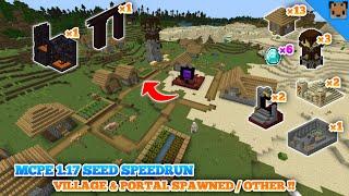 Minecraft PE 1.17 Seed Speedrun - Village & Portal spawned with Fortress & Bastions / Lucky diamond