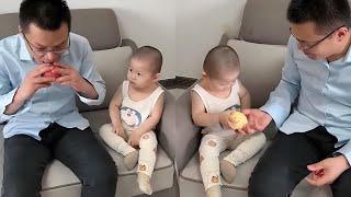 爸爸削的苹果还能吃吗 ，儿子都看呆了 ！#cute #baby #funny #comedy