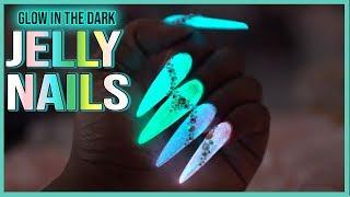 Acrylic Nails Tutorial - How To Jelly Nails GLOW in the Dark - with Nail Forms