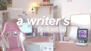 a writer's room + desk tour 2023 (pink studio set-up, unboxing divoom, aesthetic organization)