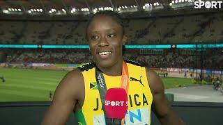 Danielle Williams after winning Gold in the World 100m Hurdles Final!