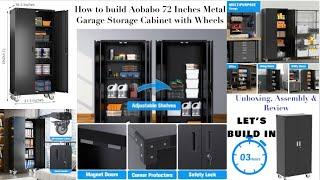 How to build Aobabo 72in Metal Garage Storage Cabinet with Wheels |Metal cabinet assemble and review