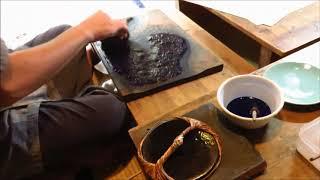 Hokusai's "The Great Wave" Woodblock Printing Demonstration at Takezasa-do 北斎「神奈川沖浪裏」摺りの工程