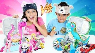 TROCA DE LANCHEIRAS MENINOS vs MENINAS  Brinquedos | Toys Lunch box Challenge (Ft Canal do Dudu)