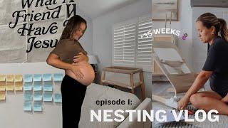 NESTING VLOG #:1 nesting to-do's, building bassinet & bouncer, organizing baby laundry!