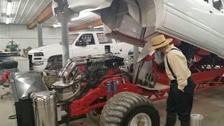 Amish man drives a pulling truck