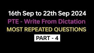 PTE  Listening Write from Dictation (Part-4) Sep 2024 Exam Predictions | dictation pte 2024.