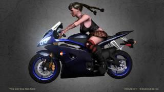 Punk Girl Motorcyclist CG Character Model