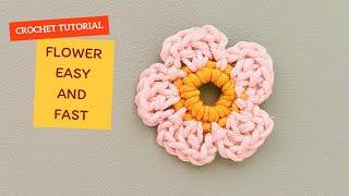 Crochet Flower Easy Fast Beginner Friendly