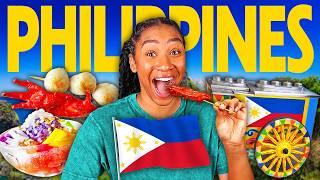 Americans Try Filipino Street Food For The First Time: PART 2! (Halo-Halo, Betamax, Beef Pares)