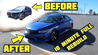 Rebuilding Wrecked 2017 Honda Civic Rebuild in 10 Mins like THROTl