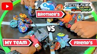 my team vs brother's team vs friend's team #beyblades fight | triple threat beyblade battle