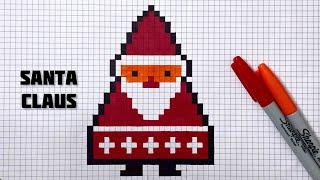 Pixel Art Santa Claus Drawing, How to draw Santa Claus #pixelart #santaclaus #dibujo