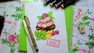 How to draw cupcake? Speed painting. Как нарисовать капкейк маркерами.