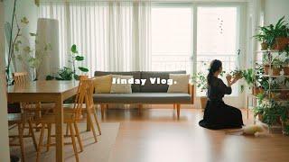 [Vlog] Living room decorating tips / Furniture rearrangement  4 new plants / Making kimchi