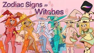 DRAWING ZODIAC SIGNS as WITCHES [Part 1]