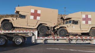 Truck Drivers with big loads spotted, military medical trucks & freight carriers, Truck Spotting USA