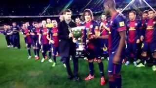 Alex Song and the La Liga Trophy Barcelona 2013 champions