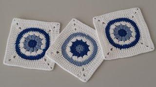 How to Crochet the Easiest Evil Eye Granny Square? | Crochet Granny Square for Beginners