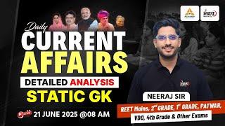 Rajasthan Current Affairs 2025 | Daily Current Affairs 2025 | Current Affairs Today | 21 June | #213