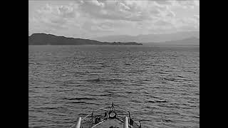 Gearing-class destroyer USS Floyd B. Parks bombarding Wonsan with 5-inch shells in September 1951