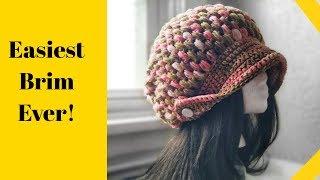 Crochet Puff Stitch Slouchy Hat- Easy Brim!