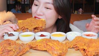 [ENG SUB]Immersive Fried Chicken, Wxtra-Large Drumsticks with Six Kinds of Dipping Sauces, So Cool~