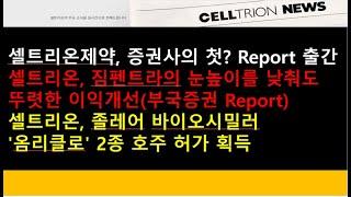 (셀트리온)셀트리온제약, 증권사의 첫? Report 출간/셀트리온, 짐펜트라의 눈높이를 낮춰도 뚜렷한 이익개선/셀트리온, 졸레어 바이오시밀러 '옴리클로' 2종 호주 허가 획득