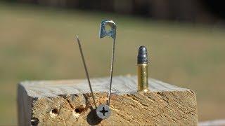 CAN YOU OPEN A SAFETY PIN WITH A BULLET? - TRICK SHOT