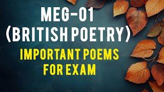 Meg01 Important poems for Exam | British Poetry important Poems for exam #ignou university