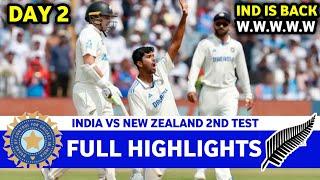 India Vs New Zealand 2nd Test Day 2 Full Highlights 2024 | IND VS NZ