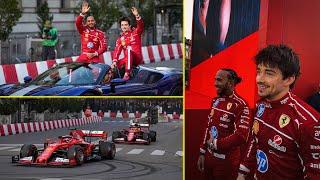 Charles Leclerc and Lewis Hamilton doing donuts in the streets of Milan | Behind The Scenes 2025