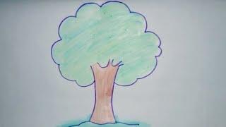 How to draw a tree/easy tree drawing for kids.