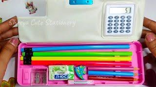 Filling Cute Unicorn Pencil Case | Unicorn Pencil Box, Fancy Stationery, 90s Calculator Compass