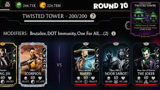 Twisted Tower Boss Battle 200 & 170, 190 Fight + Reward MK Mobile | MK1 Scorpion