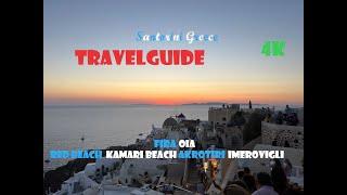 [4K] Santorini Walking Tour Sightseeing Fira, Oia, Imerovigli, Red Beach, Kamari Beach, Akrotiri