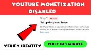 How To Verify Identity In Adsense ? YouTube Monetization Disabled Fix In Hindi 2021 | YouTube Ads