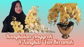 RANGKAIAN BUNGA ANGGREK 8 TANGKAI VAS KERAMIK