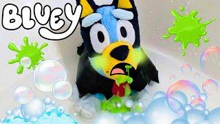  Bluey Gets Sick in the Bath from Jumping in Muddy Puddles Before Halloween  Ms Rachel Surprise!