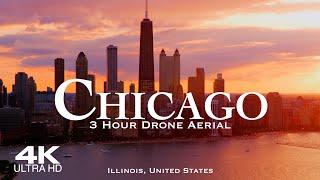 [4K] CHICAGO 2025  3 Hour Drone Aerial Relaxation Film | Illinois USA United States America