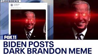 Biden posts Dark Brandon meme after Super Bowl, Trump responds