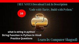 Python Part: 16 || String Methods in Python in Hindi || @computershagoofi#beginners